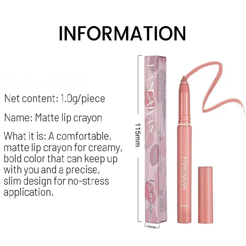 12Colors Waterproof Long Lasting Matte Lip Liner，Natural, Easy to Color, Non-smudge, Durable, Suitable for Daily Makeup