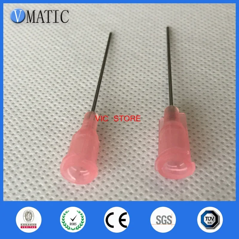 100Pcs 20G Pink 1'' Stainless Steel Glue Dispensing Needle Tube Length 25.4mm Dispense Needle 1 Inch
