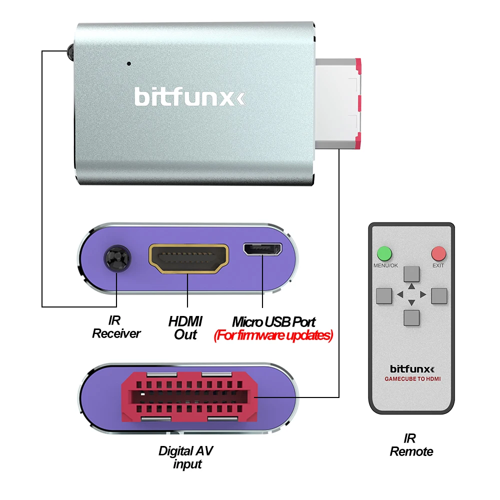 Bitfunx Gamecube HDMI Digital Video Adapter Converter