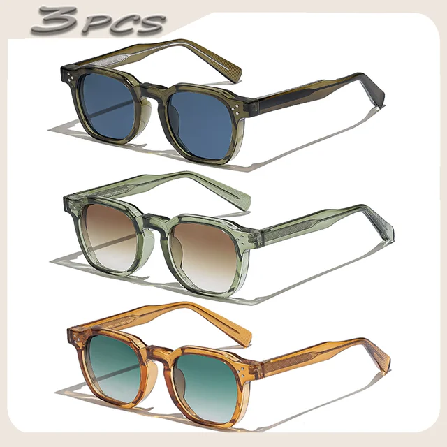 1/2/3 Pcs Wholesale New Square Retro Sunglasses Men Fashion Punk Sun Glasses Women Travel Eyewear Lunette De Soleil Femme UV400 1
