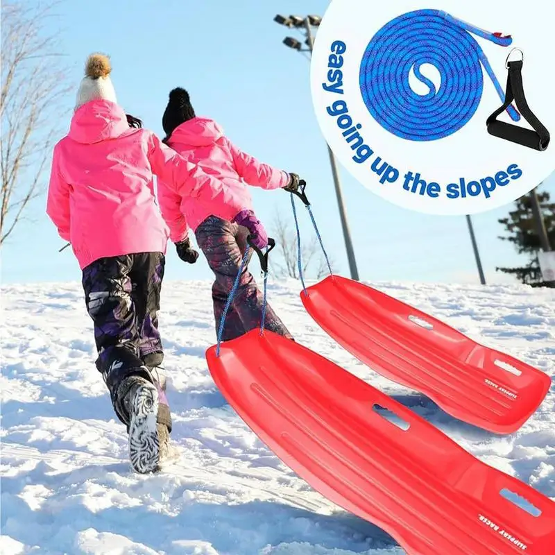 Sled Pull Rope Winter Sled Pull Rope Set Snow Lead 13FT Children Drag Cord with Carabiner for Dinghy