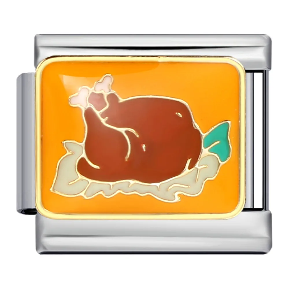 1pc Y2K Thanksgiving Day Geschenk Italienische Charm Armband Edelstahl Nette Türkei Kürbis Elastische Link Kette DIY Herstellung Von Schmuck – Detail 5
