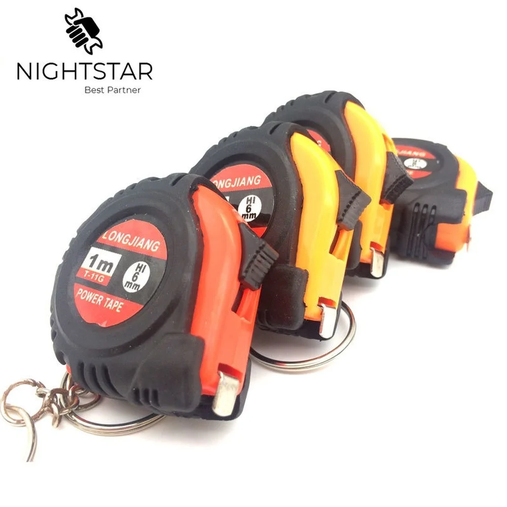 개폐식 눈금자 테이프 측정 키 체인, 미니 포켓 사이즈, 미터법 1m, 3.28Ft,..