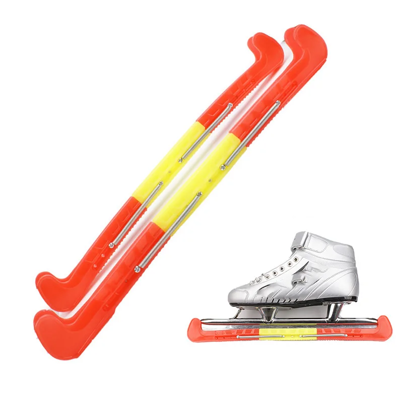 

1Pair Ice Skate Sports Blade Covers Portable Spring Accessories Ice Skate Guards Hockey Skates Adjustable Protective