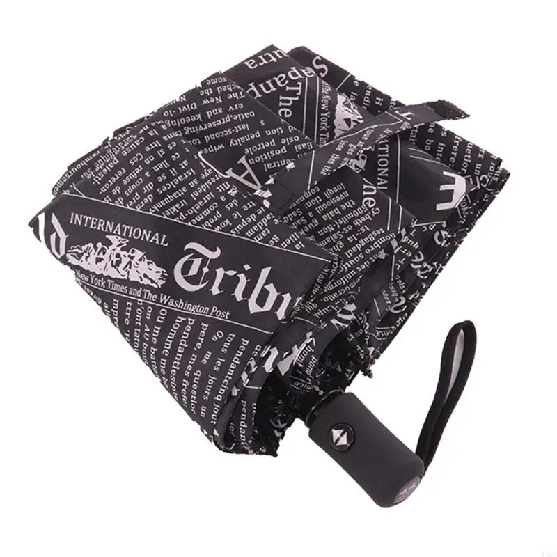 448B Fully Automatic Newspaper Printing Three Folding Umbrella Unisex Retro Umbrellas