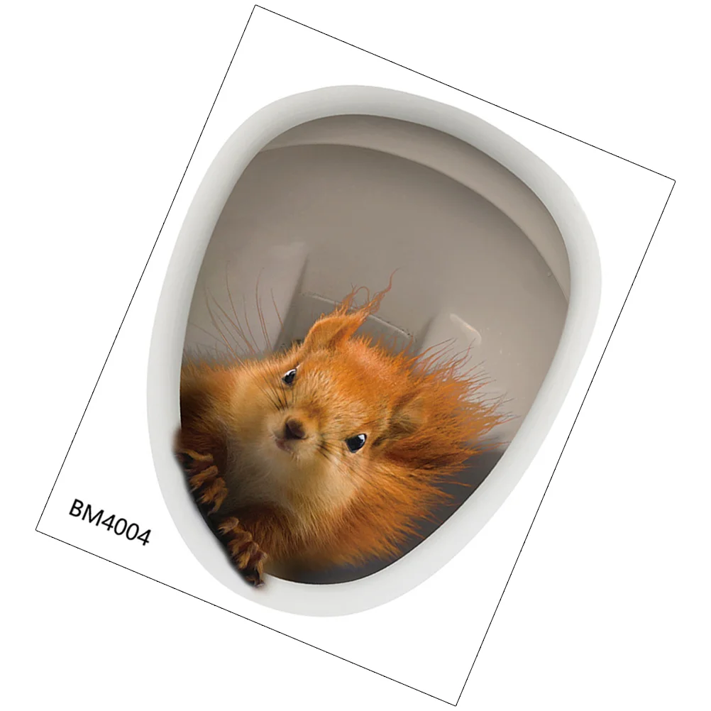 

Seat Sports Stickers Removable Bathroom 3d Adhesive Squirrel Toilet Sports Stickers 3d Animal Toilet Lid Pvc Sports Stickers