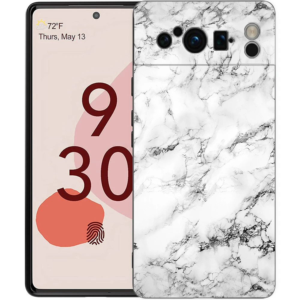 Elegant Marble Design Shockproof Black Silicone Phone Case