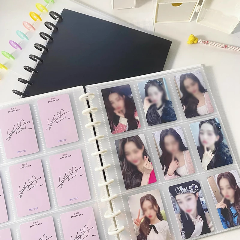 Kpop Photocard Binder 4/8/9 Girds Large Capacity Photo Albums Idol Cards Storage Book Transparent Binder Background Paper