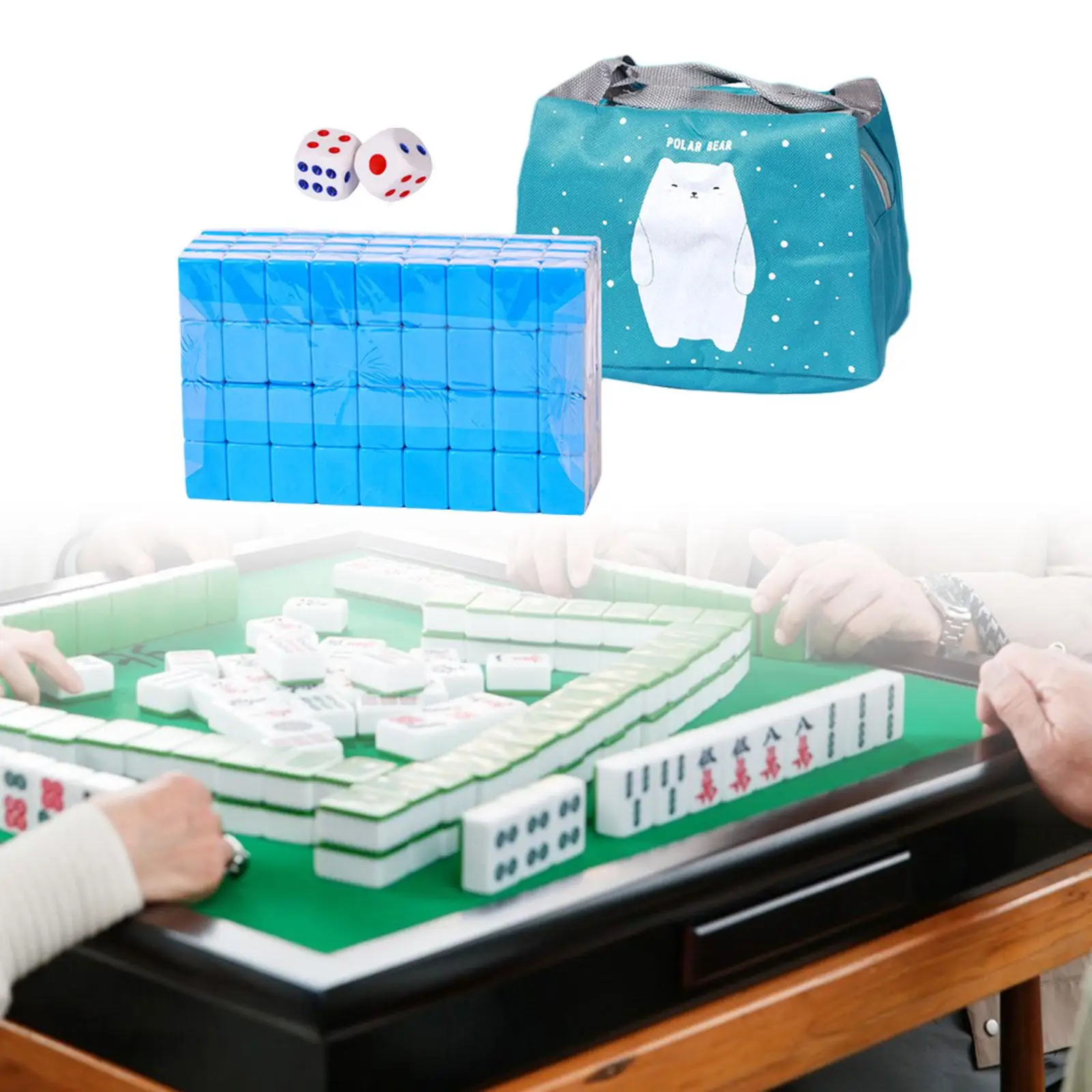 Travel Mini Mahjong Set with Bag Strategy Chinese Mahjong Toy Set Traditional Chinese Version Game Traditional Entertainment