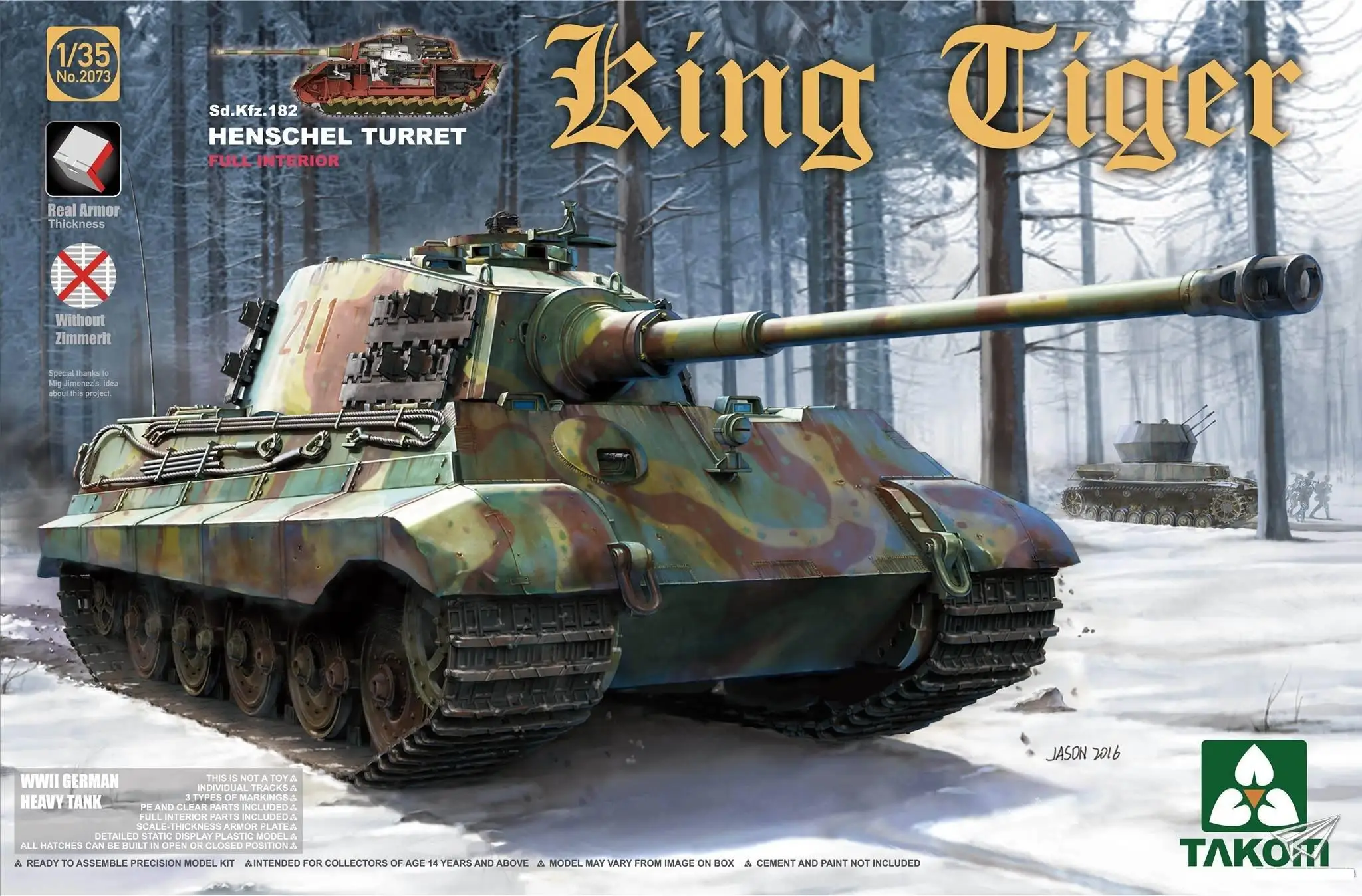 

Takom 1/35 #2074 немецкий Кинг-Тигр Второй мировой войны (Pors che башня) с полным интерьером