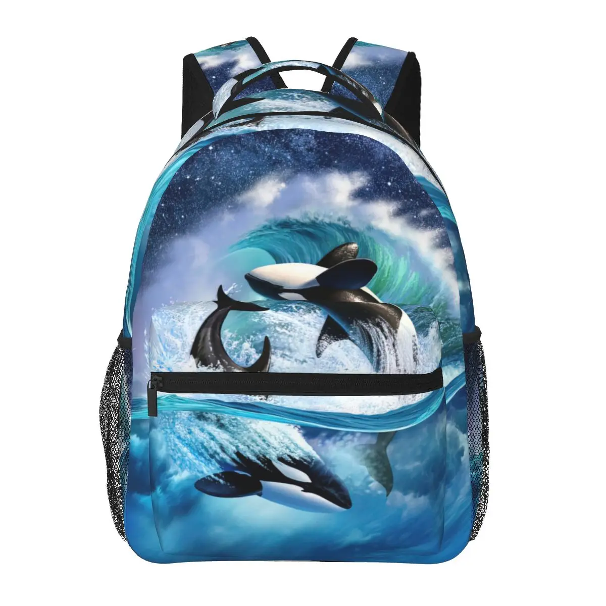 

Orca Wave Dolphin Backpack for Girls Boys Travel RucksackBackpacks for Teenage school bag