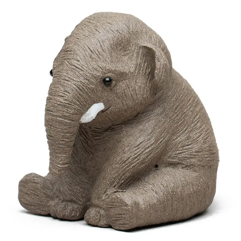 Tea Pet Ornaments Purple-clay Elephant Tea Pet Figurine for Home Office Table