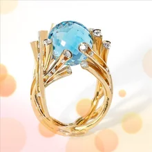

Women's Ring Jewelry Blue crystal ball branch ring exquisite fashion ring rings for women Human ring