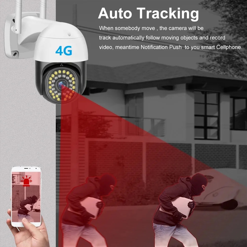 HD ߿ AI ڵ   ī޶, Ǯ ÷ ߰ ð, 4   PTZ  ī޶, 3MP 4G SIM ī, V380Pro