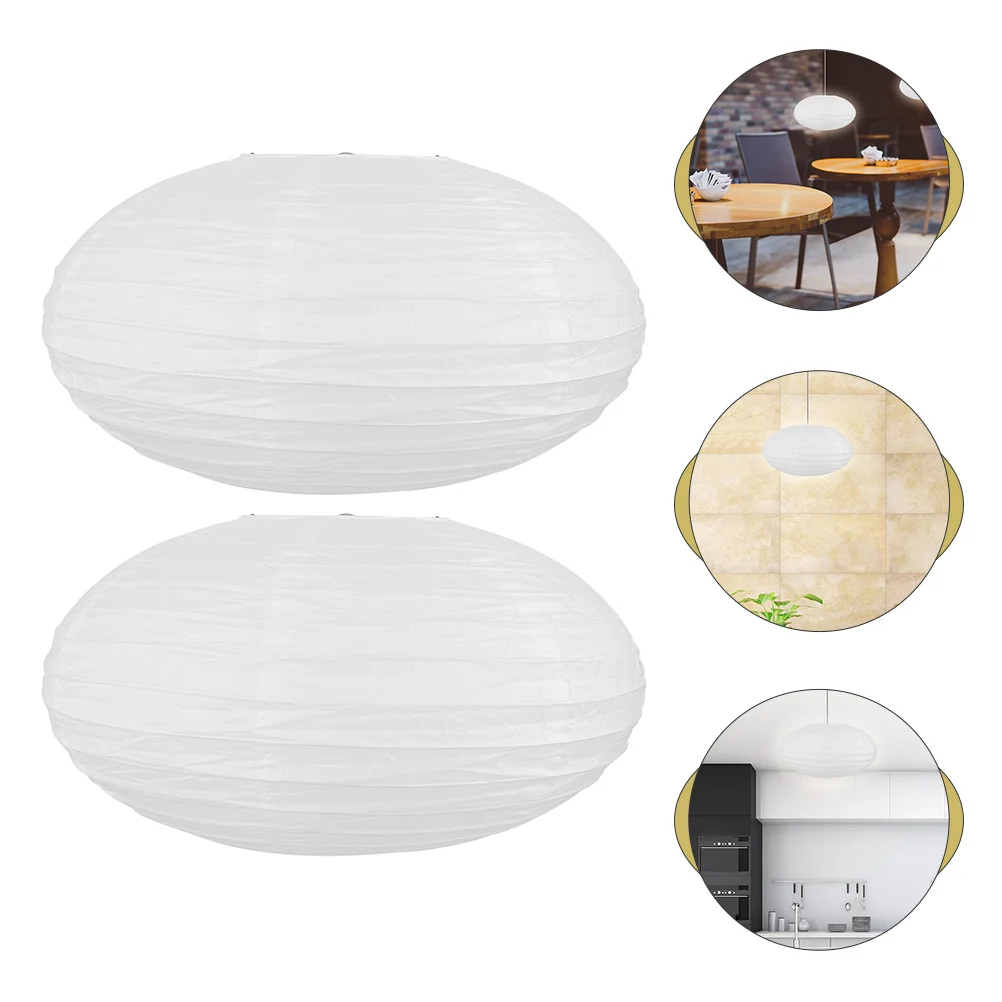 

2 Pcs Origami Lantern White Pompoms Party Hanging Painting Paper Lanterns Delicate Balls Wedding Pendants Saucer Moon lamp