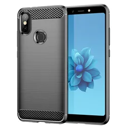 Funda de teléfono de silicona cepillada de fibra de carbono a prueba de golpes