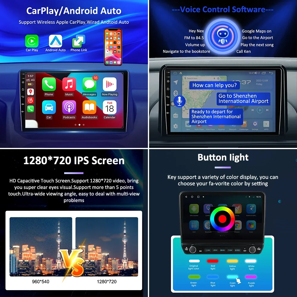 Carplay Screen For Car 9 Inch IPS Touchscreen Android 13 Car Stereo For Mazda 3 2010-2013 With Wireless CarPlay Android Auto 4 64GB Car Radio, Support GPS, WiFi 6, Bluetooth,5.4, FM Radio, Backup