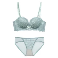 Designer French Lace Bra - Light Luxury Wireless Push Up, Anti Sagging Embroidered Bralette for Women Elegant Winter Underwear