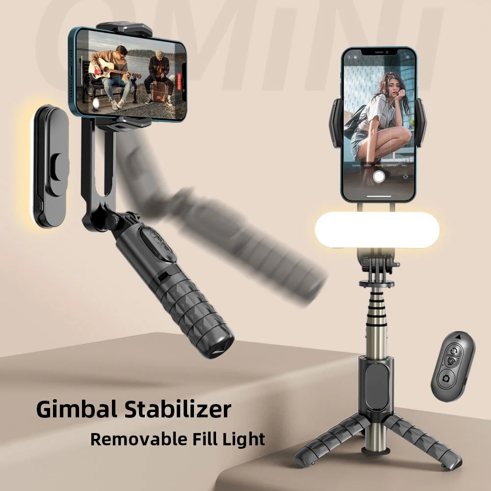 Handheld Gimbal Stabilizer Mini Selfie Stick Tripod with Removable Fill Light Wireless Remote Portable Phone Stand Holder selfie stick tripod,handheld gimbal stabilizer,selfie stick,gimbal stabilizer,handheld gimbal