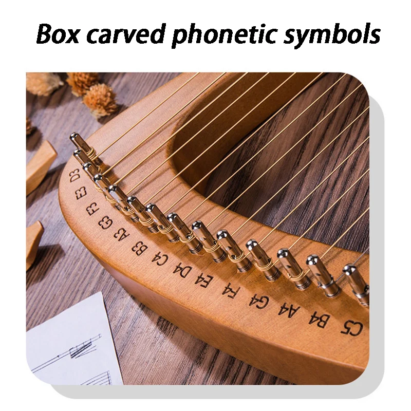 24 String Harp Box-type Lyre Harp 24 String Musical Instrument Professional Miniature Stringed Instruments for Adult Beginners