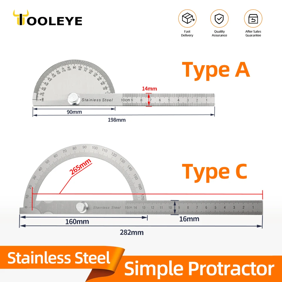 Angle Protractor 180 Degree Metal Angle Finder Ruler Woodworking Tools Measuring Stainless Steel Goniometer