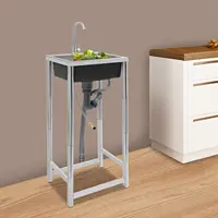 Stainless Steel Sink with Faucet Free Standing Utility Sink Single Bowl Sink Capacity 50kg for Homes Restaurants Laundry Rooms 2