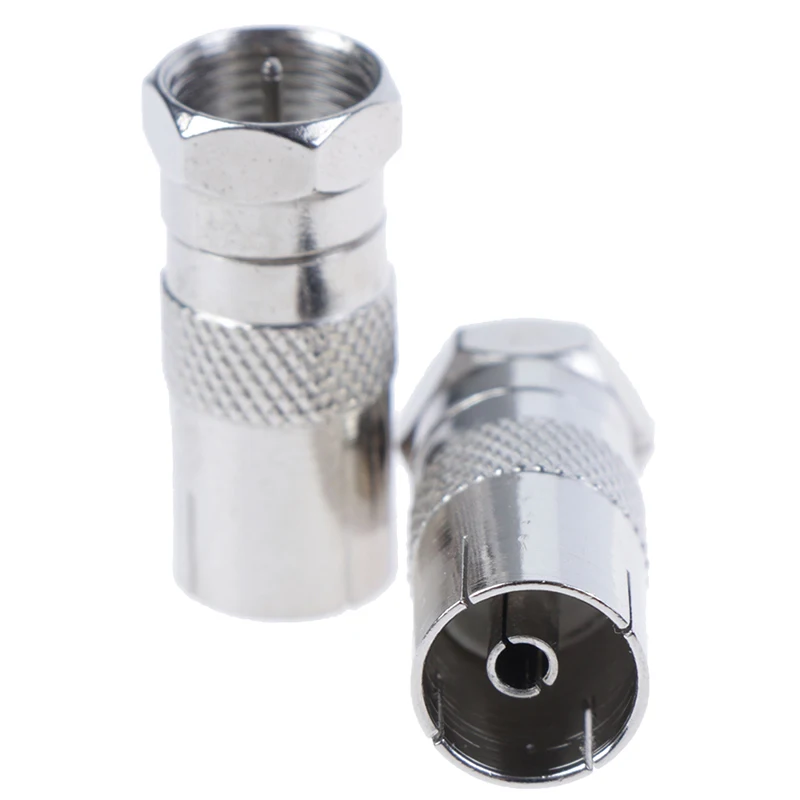 2Pcs F Type Male Plug Connector Socket to RF Coax TV Aerial Female Adapters