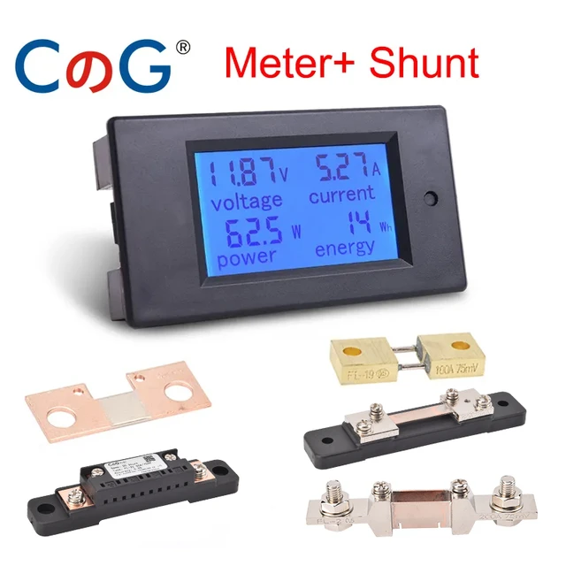 Compteur numérique 20a/50a/100a, tension cc 6.5-100V, ampèremètre LCD 4 en  1, détecteur d