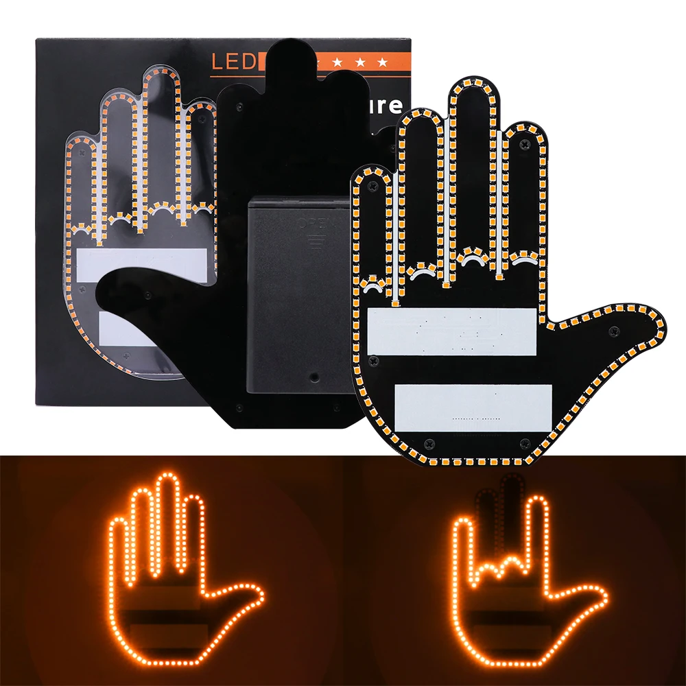 리모컨 있는 자동차 손가락 조명, 재미있는 자동차 인테리어 조명, 손가락 업 LED, 가운데 손가락 손 램프, 자동차 액세서리, 1 세트