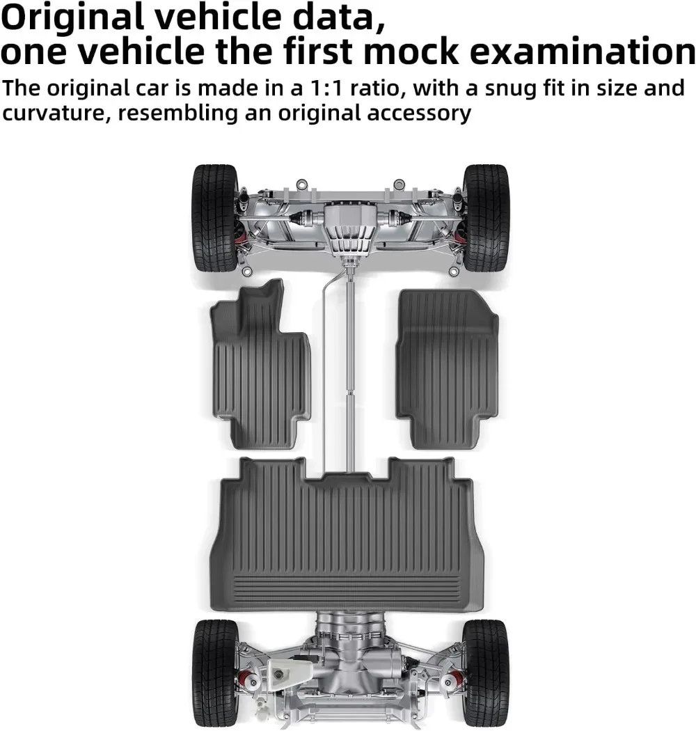 Adatto per tappetini e rivestimenti per pavimenti Tesla Cybertruck 2023-2025 Cuscinetti antiscivolo Protezione TPE 1a e 2a fila Tappetini per auto Interni - Image 2
