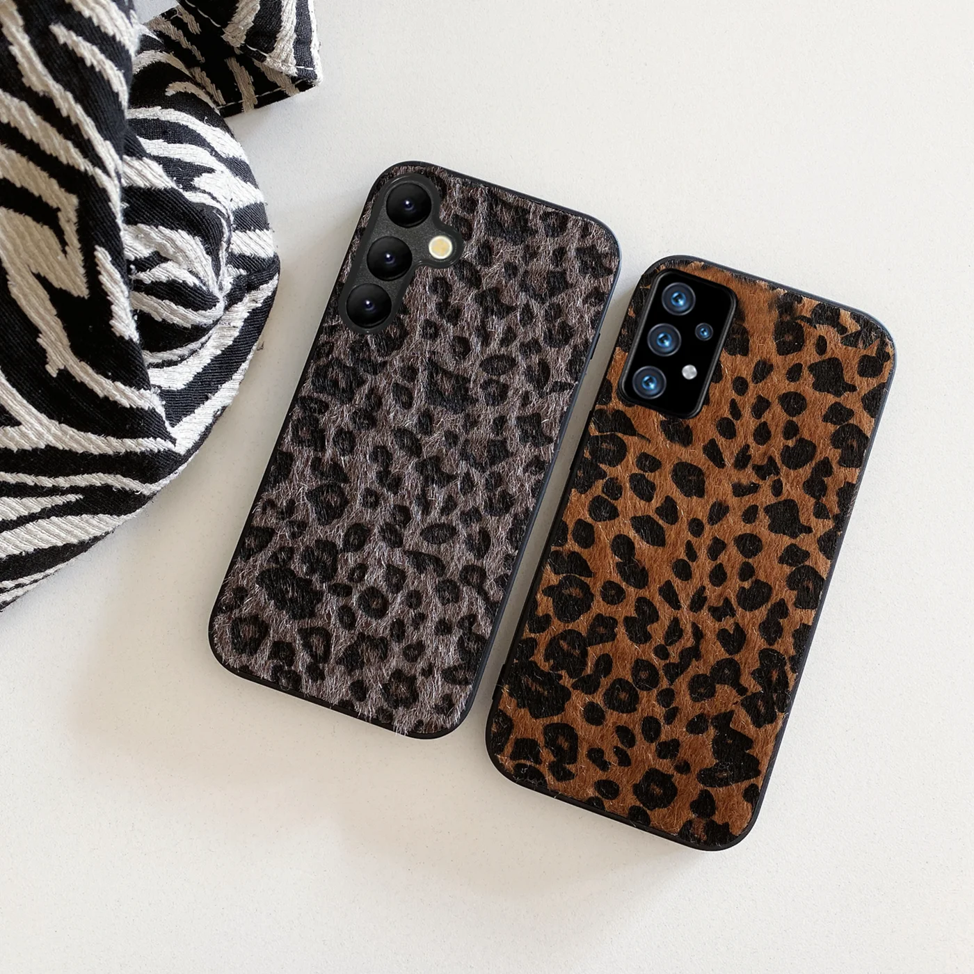 Leopard Plush Textured Shockproof Soft Phone Case
