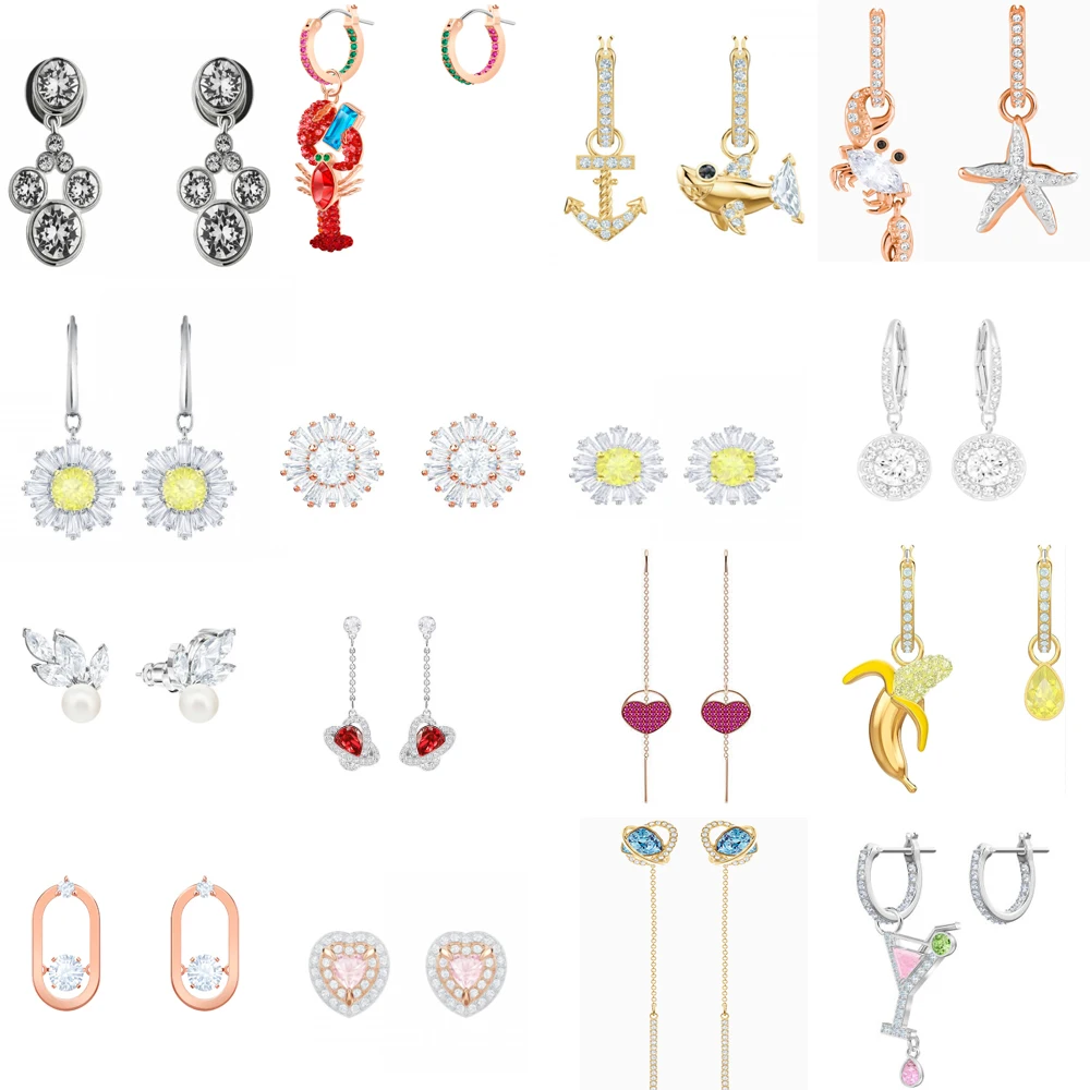 

Новинка 2024, высококачественные лепестки SWA в форме банана, краб, Лобстер, корабль, снежинка, розовое золото, серьги в подарок на Рождество, Новый год