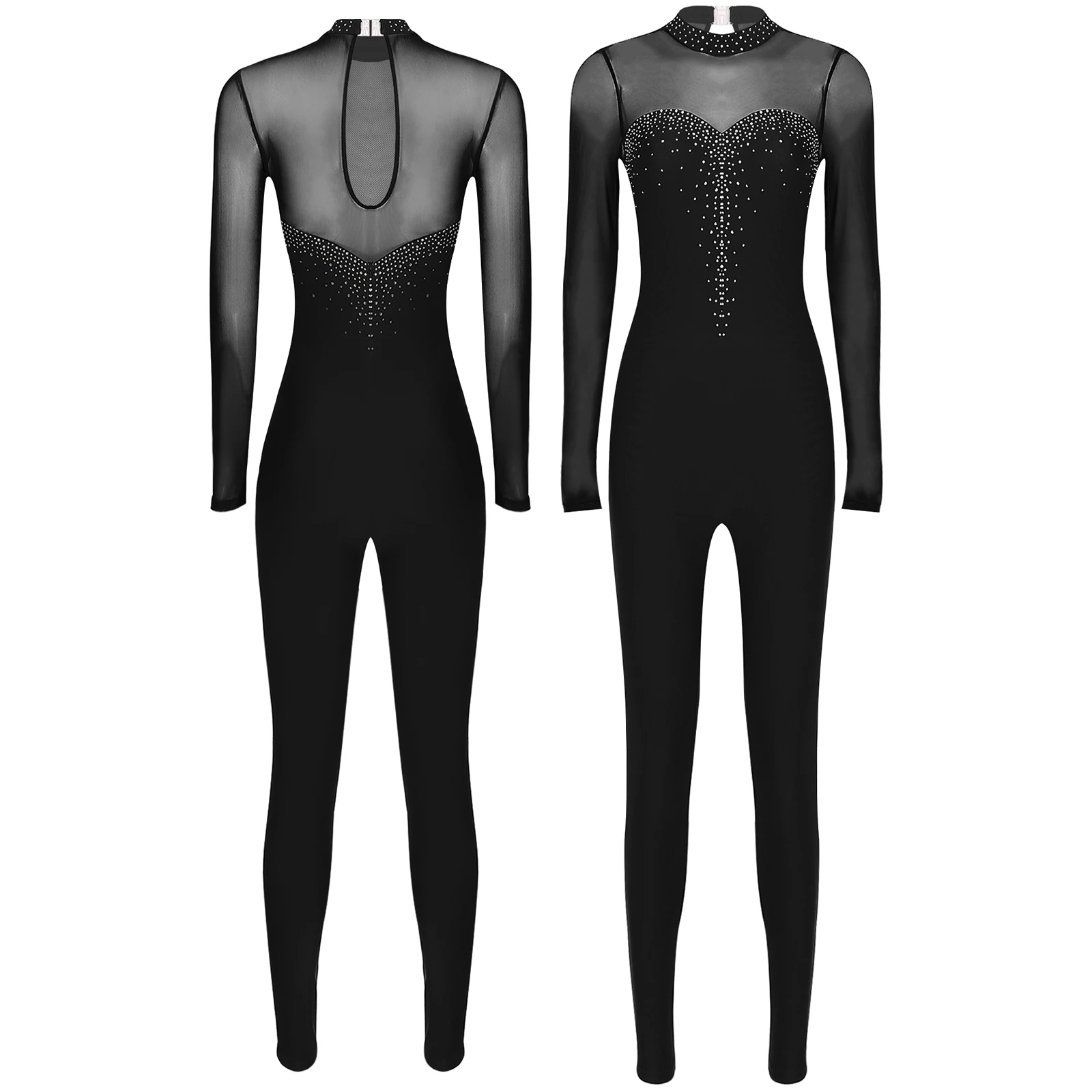 Women Sparkle Rhinestones Gymnastics Unitard Ballet Dance Bodysuit Jumpsuit Figure Ice Skating Costumes Performance Dancewear ballet leotard,dance leotard,girls dance costumes