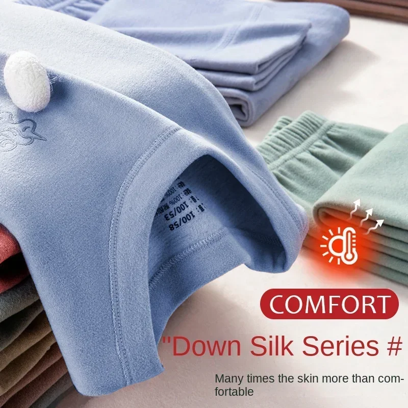 Autumn Winter Teens Kids Thermal Underwear Set Thick Double-sided Brushed Fabric children underwear suits,children clothes