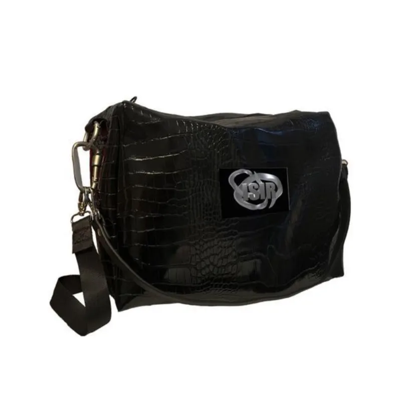 Harajuku Retro Black Unisex Tote Bag Men Faux Crocodile Pattern Large Capacity Leather Shoulder Bags Women Casual Crossbody Bag