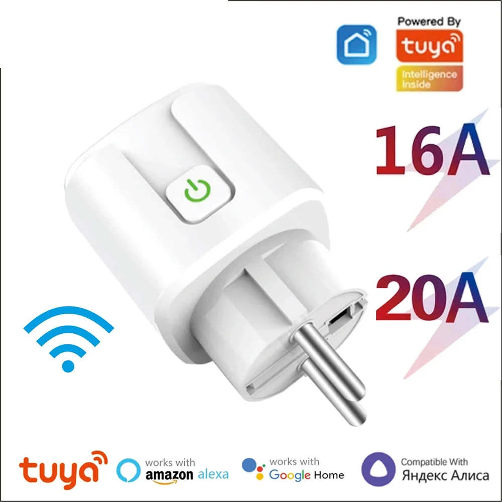 Smart Socket EU 16A/20A AC100-240V Wifi Smart Plug Power Outlet Alexa Google Home Voice Control Tuya Smart Life APP