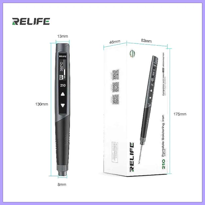 RELIFE 210 60W 고속 가열 휴대용 납땜 인두, PCB 수리 및 DIY 프로젝트용 C210-K 팁