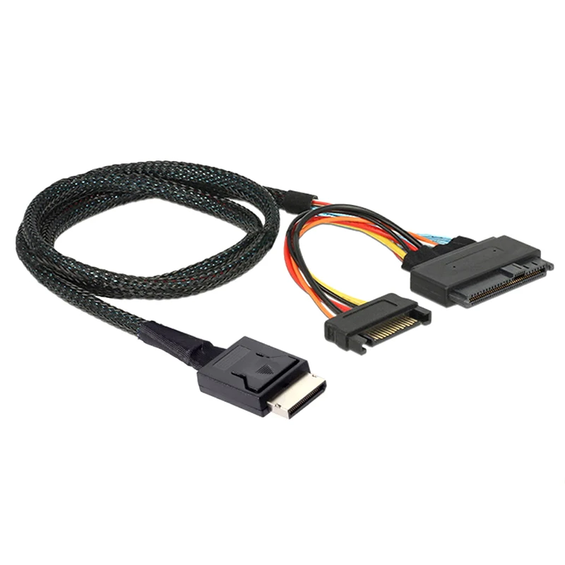 

Встроенный кабель 12G Mini SAS HD в U.2 / SFF-8643 для SFF-8639 кабеля 0,5 м с 15-контактным блоком питания SATA, подходит для U.2 SSD