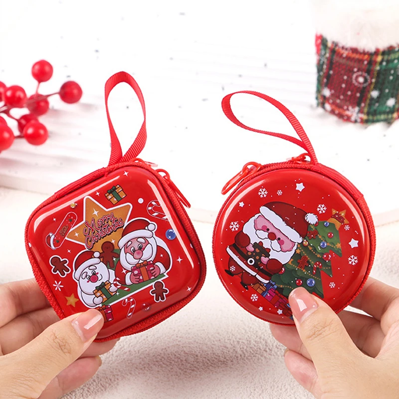 Christmas Coin Purse Gift Wallet Bag Travel USB Cable SD Card Holder Case Xmas Party Gift for Kids Storage Box