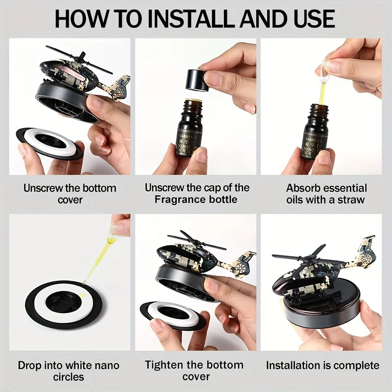 Air Freshener Car Solar Powered Rotation Helicopter Airplane Air Freshener Solar Helicopter Interior Perfume Trim Diffuser Rotary Aromatherapy air freshener