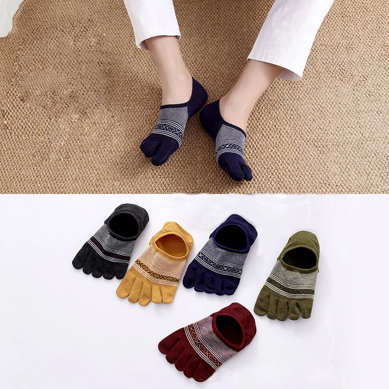 10 Pairs Summer Socks Men Women Five Fingers Anti-Slip Slipper Invisible Boat Socks Sweat-absorbing Very Short Socks with Toes