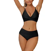 Women's Bikini Swimsuits Two Piece Tummy Control Bathing Suit V Neck Twist Front Swim Suits
