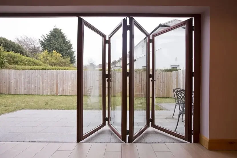 DN Patio Folding Doors Type Accordion Doors Waterproof Interior Entrance Double Glass Folding Door Custom