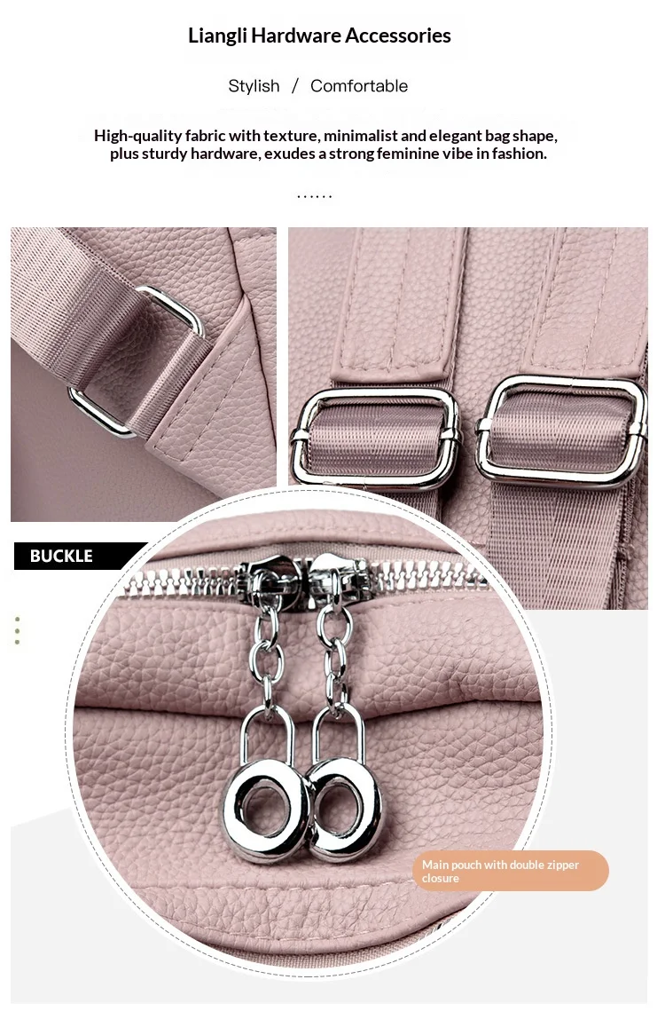 PU-Leder Rucksack-Handtasche für Damen: Diebstahlsicherer Konvertierbarer Weicher Rucksack - Eleganter Damen-Reiserucksack – Detail 4