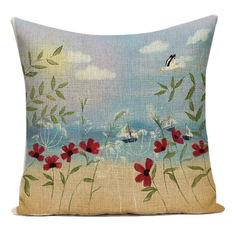 Vintage Floral Bird Decorative Throw Pillow Cover for Home and Garden Decor