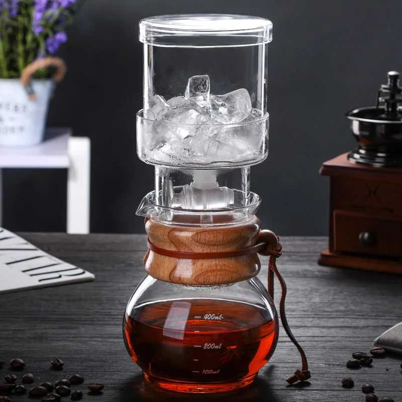 

400ml Glass Ice Drop Coffee Pot Ice Drip Coffee Ice Brewed Pot Set Glass Iced Coffee Pot Sharing Cold Brew Coffee Maker Pot