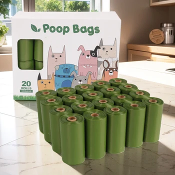 Biodegradable Poop Bags for Dogs Leak-Proof Dog Bags for Poop with Dispenser Doggie Poop Bags Extra Thick Dog Cleaning Supplies 1