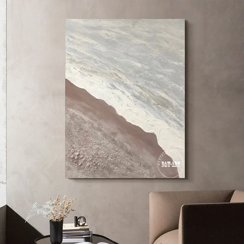 Idea Canvas Artwork For Bedroom High Quality 100% Handmade Abstract Sea Wave Oil Painting Wall Large Restaurant Art Unframed |