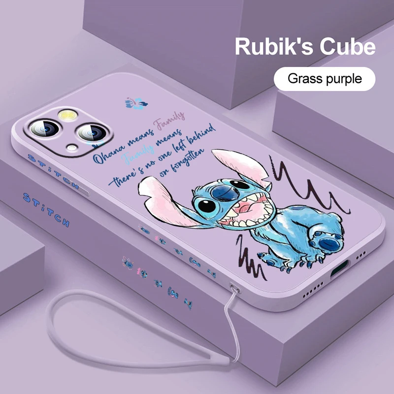 thumbnail image 1 of Funda de Anime Stitch Baby para Apple iPhone 15 14 13 12 Mini 11 Pro XS MAX XR X 8 7 6S SE Plus Liquid Left Rope Phone Cover, 1 of 5