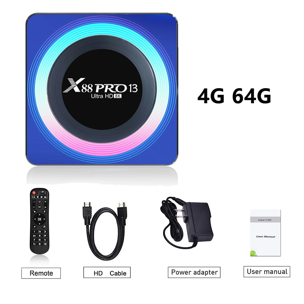 Boîtier Smart TV X88Pro 13, Android 13.0, RK3528, 4 Go/32 Go/64 Go, WiFi 6,  8K/HD, Bluetooth, décodeur, lecteur multimédia - AliExpress